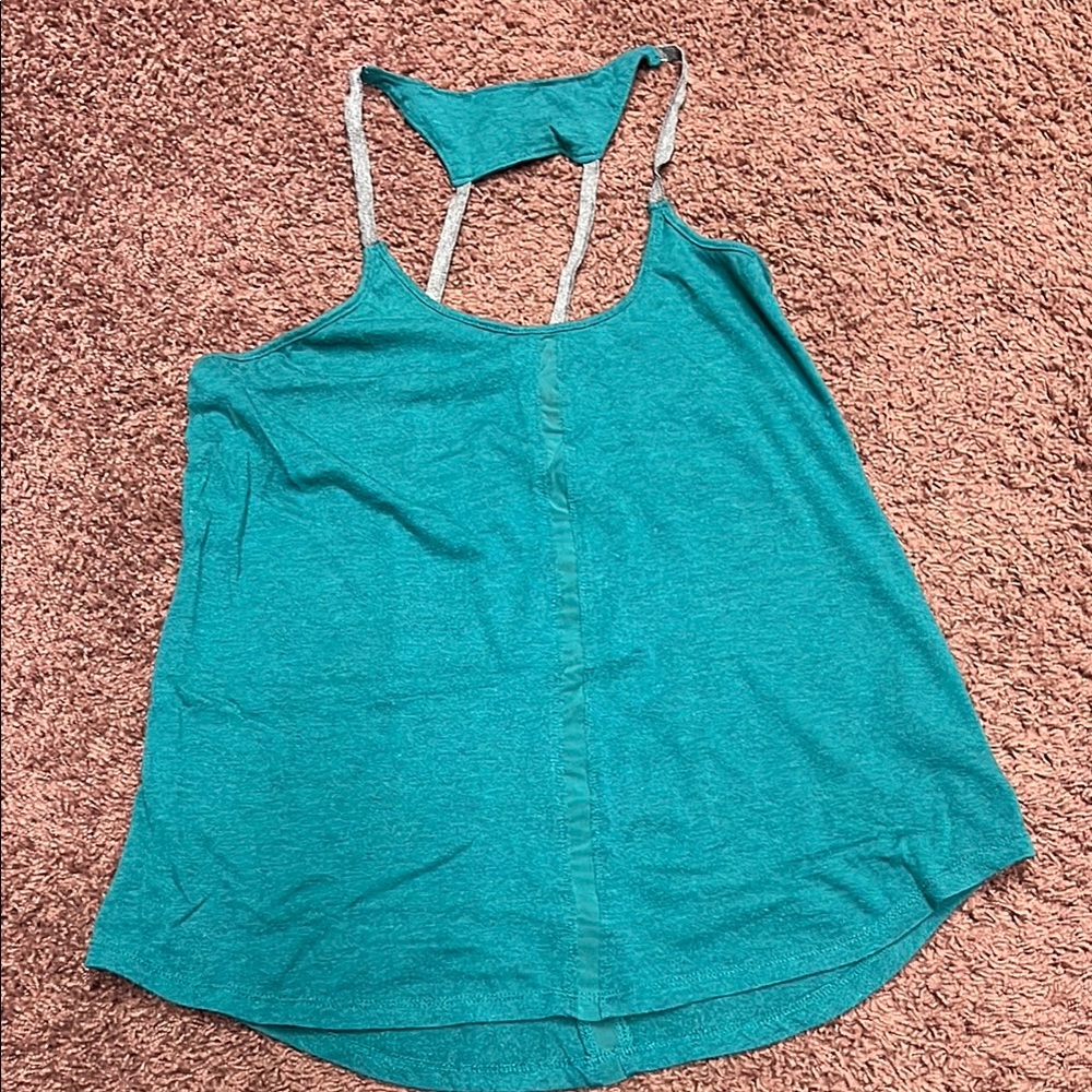 Alo Yoga teal strappy tank top